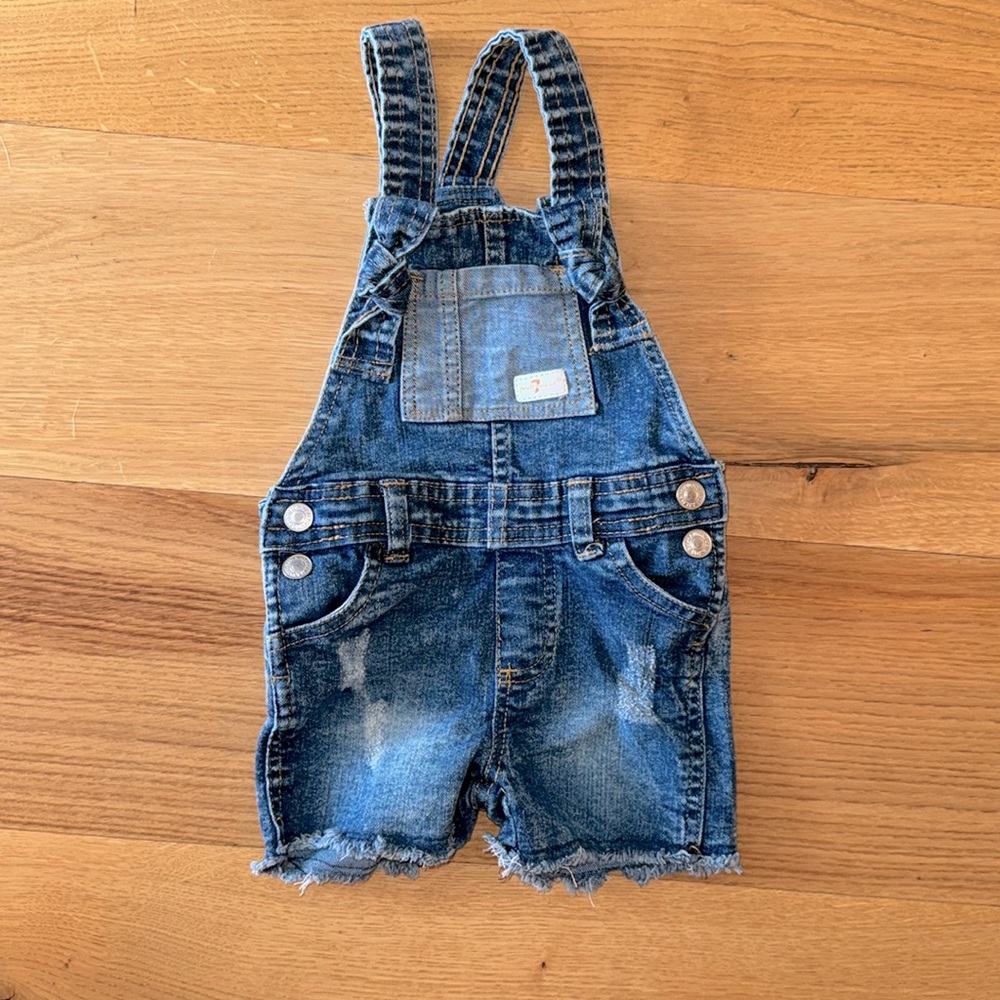 7 For All Mankind Baby Girl Denim Overall Shorts